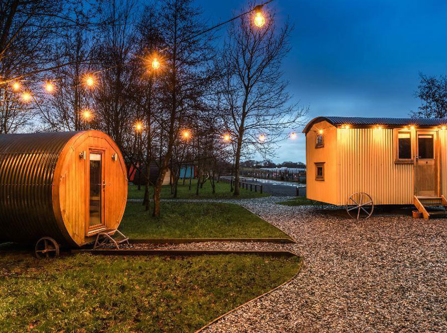 The Shepherd's Huts at Samlesbury Hall between Blackburn and Lancashire